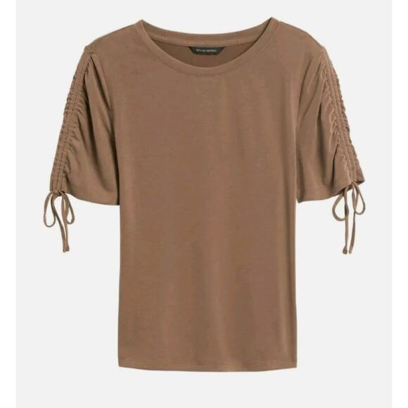 ⚡️SALE! Banana Republic Light Brown Sandwash Modal Ruched Tee Size XS - Picture 1 of 6